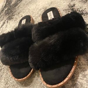 Steve Madden fur slides sandals size 8.5 NEW